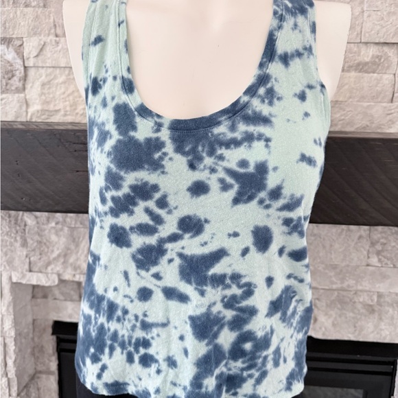 MOTHER Scoop Racerback Tank Size S Blue Tie Dye Stretch Beach Summer - Picture 6 of 13